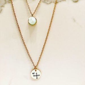 Gem and compass layered necklace 💕